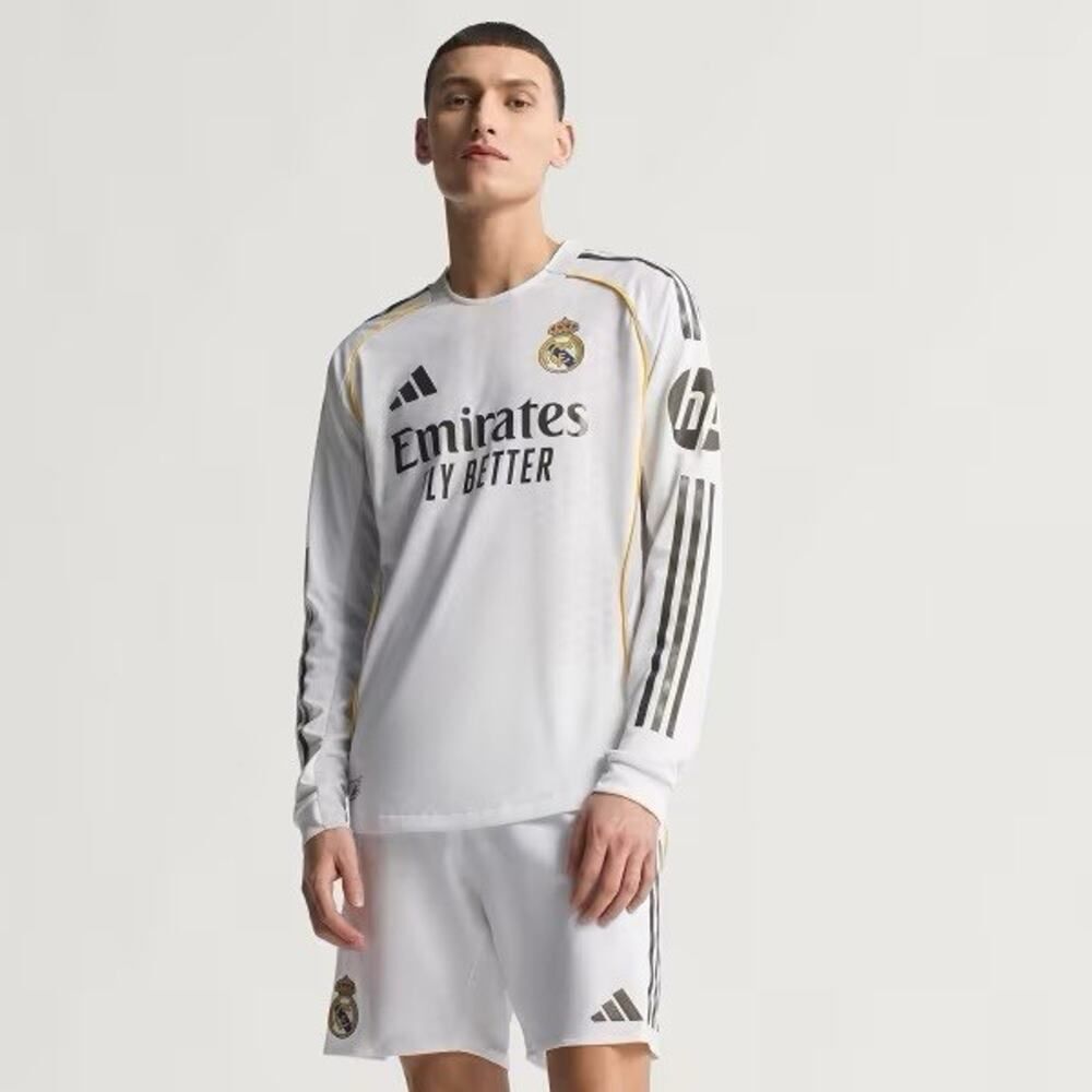 Adidas Real Madrid 25/26 Long Sleeve Home Authentic Jersey Men Large JN8866 NWT